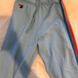 Aviator Nation Light Blue sweatpants worh side stripe size XS